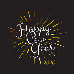 gold colored Happy new year 2020 Illustration background Concept Image in black background