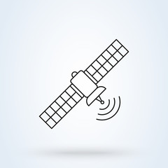 Fototapeta na wymiar satellite and Space station. Simple vector line modern icon design illustration.