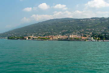 View from the lake Garda of the castle Scaliger de Torri del Benaco, Italy