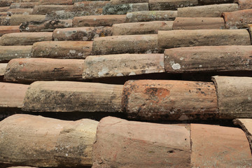 roof of terracotta roof tiles on a roof in Bolsena Italy