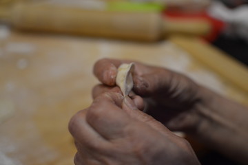 Making homemade dumplings with potatoes