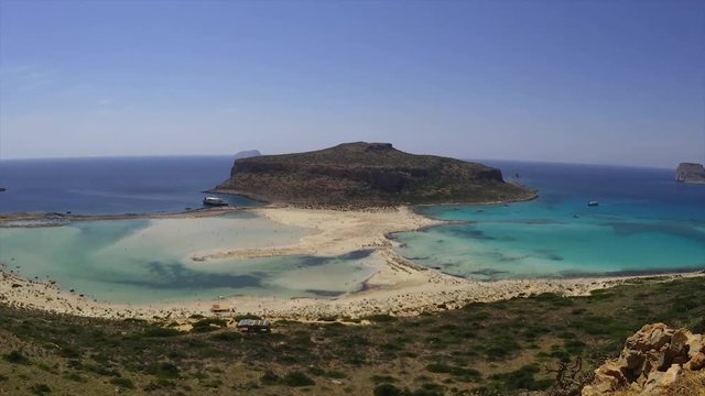 Beautiful time lapse video of Balos beach on Crete island, Greece. Crystal clear water and white sand. Travel footage