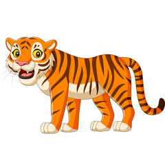 Cartoon tiger isolated on white background