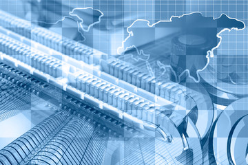 Buildings, mail signs and map