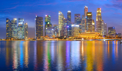 Fototapeta na wymiar Panorama Singapore Downtown business skyline
