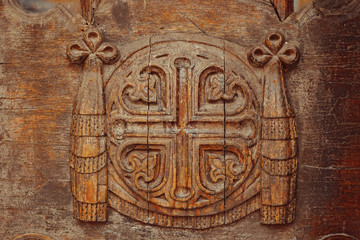 carved patterns on the door