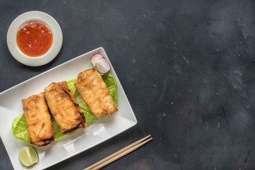 Fried Chinese Traditional Spring rolls food
