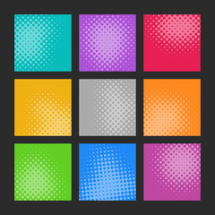 Colourful trendy vector abstract halftone effect texture collection