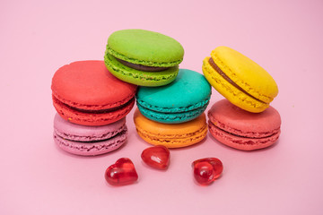 Colorful macarons cakes. sweet food