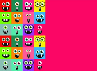 colored square monsters, baby cartoon pattern