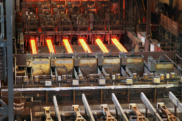Continuous casting plant as part of major steelworks.