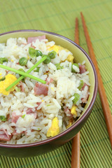 bowl of Cantonese rice on a table