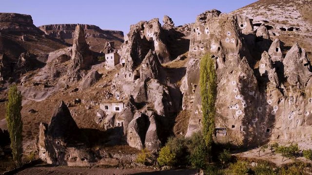 Rock-Cut Churches in The Beginning of Time on Soganli Valley from SKY. Kayseri, Turkiye