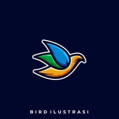 Bird Line Colorful Illustration Vector Template