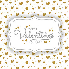 Valentine's Day card with golden hearts. Vector