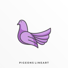 Fototapeta premium Bird Line Colorful Illustration Vector Template