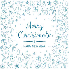 Christmas ornament with hand drawn elements. Vector.