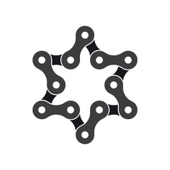 Vector black star created from bike chain. Isolated on white background.