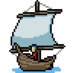 vector pixel art boat