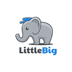 cartoon style little Elephant wearing a hat logo design