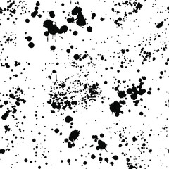 Ink splash seamless pattern. Black and white spray texture 