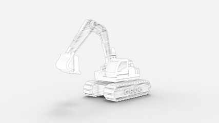 3d rendering of a toy excavator toy isolated in studio background