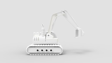 3d rendering of a toy excavator toy isolated in studio background