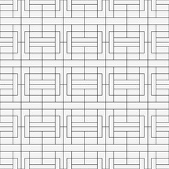 Seamless linear pattern. Abstract background with geometric shapes. Light grey texture with black lines. Vector illustration.	