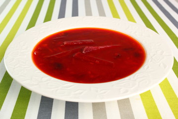 Borsch. Beet Soup with beans.