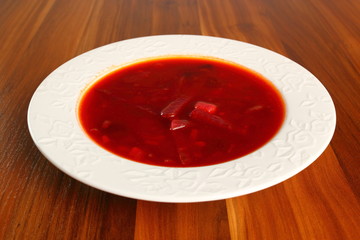 Borsch. Beet Soup with beans.