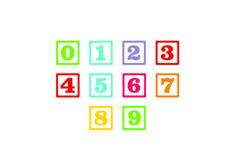 Kids learning material. Card for learning numbers. color numbers in square 0-9