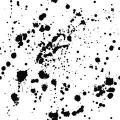 Ink splash seamless pattern. Black and white spray texture 