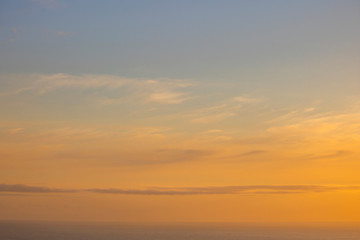 Fototapeta na wymiar Beautiful and peaceful golden blue sunset or sunrise.