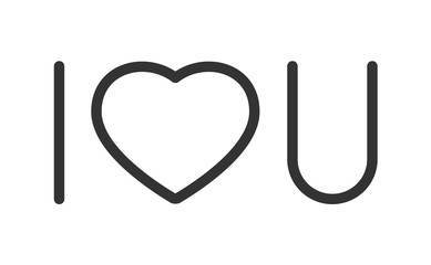 I love u line vector icon isolated on white background. I love you vector lettering for web, mobile apps, ui design and printed products. Valentine day holiday concept