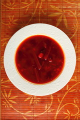 Borsch. Beet Soup with beans. Directly Above.