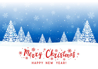 Greeting card with Christmas balls on starry night background for winter holiday design
