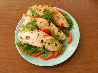 grilled turkey meat as dinner meal