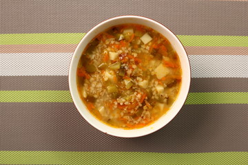 Soup from pickled cucumbers. Rassolnik. Zupa ogorkowa.