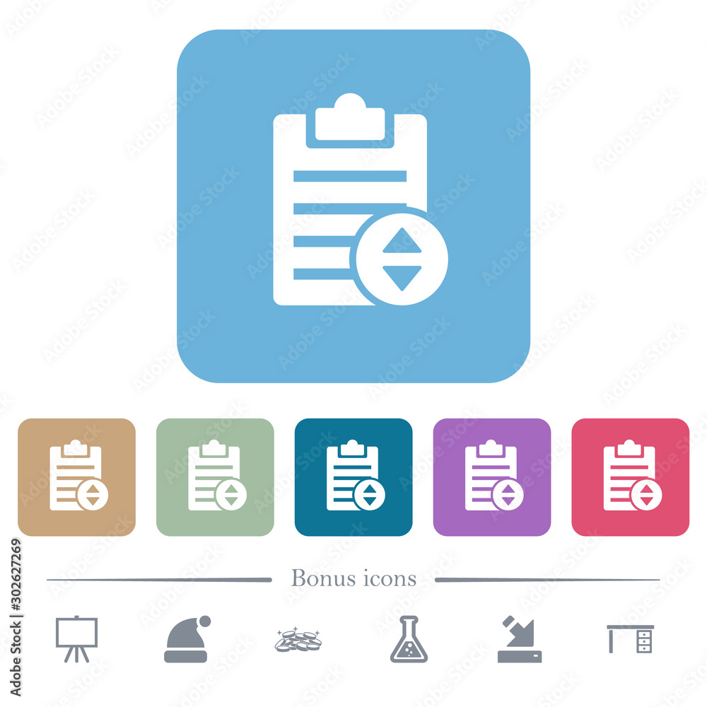 Aufkleber adjust note priority flat icons on color rounded square backgrounds