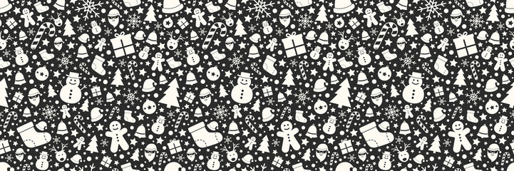 Xmas texture with festive decorations. Christmas wallpaper. Vector