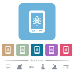 Mobile science flat icons on color rounded square backgrounds