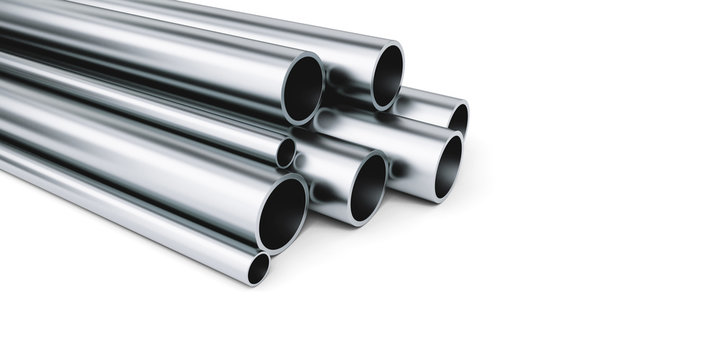metal pipes  on a white background 3D illustration, 3D rendering