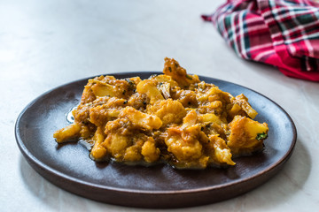Indian Food Spicy Masaledar Aloo Gobi and Beans Tawa Sabzi Recipe.