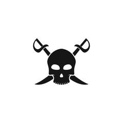 skull logo with swords vector icon template illustration