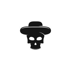 skull logo with cap vector icon template illustration