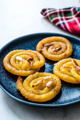 Jalebi or Jilbi or imarati, indian sweet food fried in pure ghee Gujarat Crispy Fafda.
