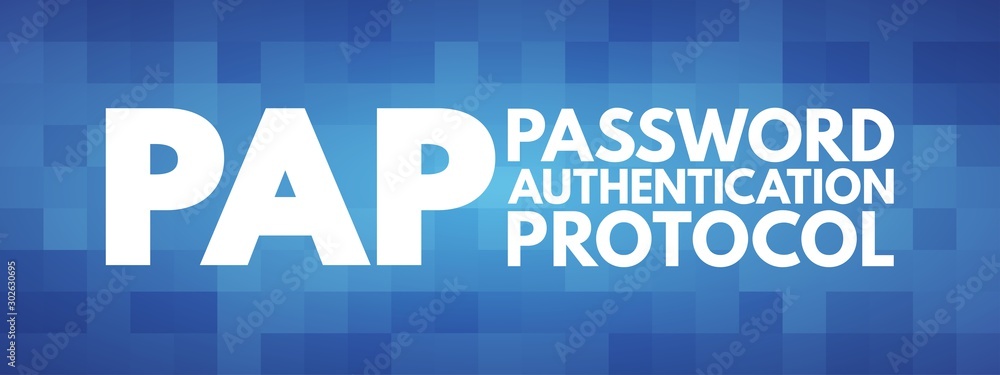 Poster pap - password authentication protocol acronym, technology concept background
