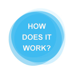 Weißer Text auf hellblauem Button: Wie funktioniert das? How does it work?