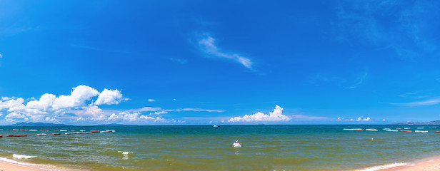 Panoramic seascape with blue sky and cloud