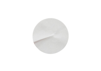 Blank white round paper sticker label isolated on white background with clipping path